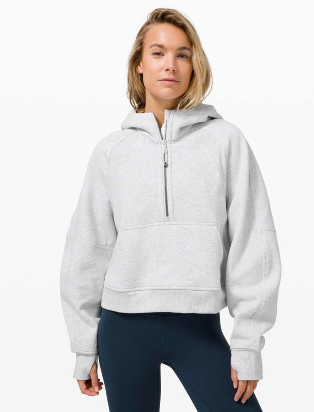Lululemon Scuba Oversized 1/2 Zip Hoodie Heathered Core Ultra Light Grey XS/S